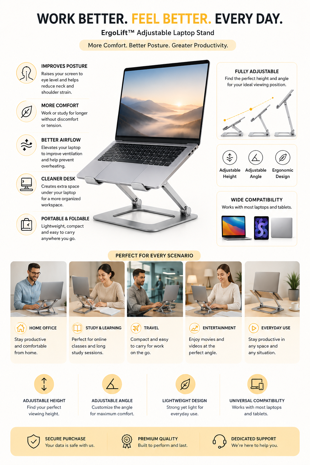 ErgoLift Adjustable Laptop Stand