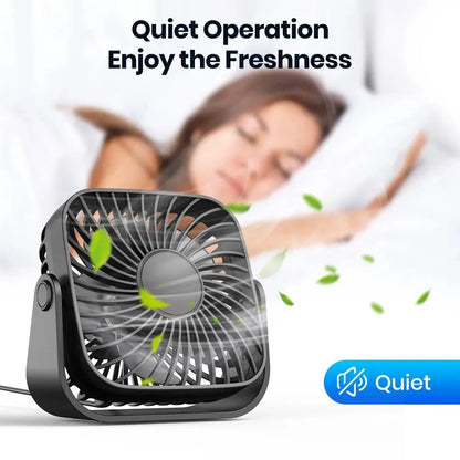 CoolFlow 360 – Ultra-Quiet Portable Fan for Desk, Bedroom & Camping