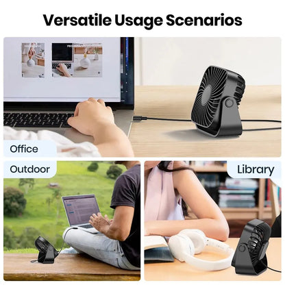 CoolFlow 360 – Ultra-Quiet Portable Fan for Desk, Bedroom & Camping