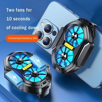 FrostCore X2 – Magnetic Dual-Fan Phone Cooler with Wireless Battery Power