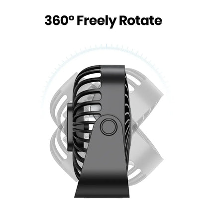 CoolFlow 360 – Ultra-Quiet Portable Fan for Desk, Bedroom & Camping