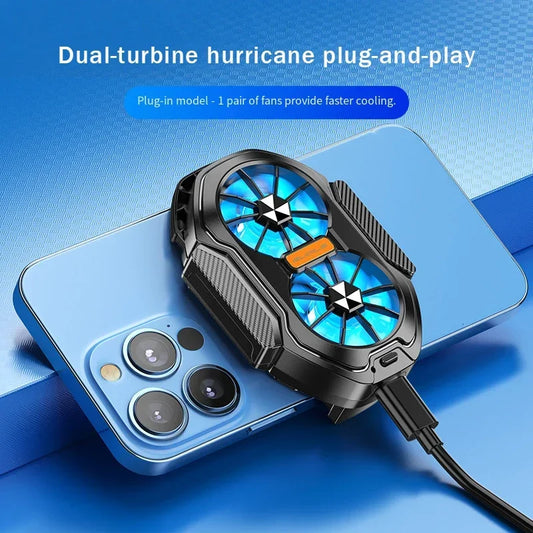 FrostCore X2 – Magnetic Dual-Fan Phone Cooler with Wireless Battery Power