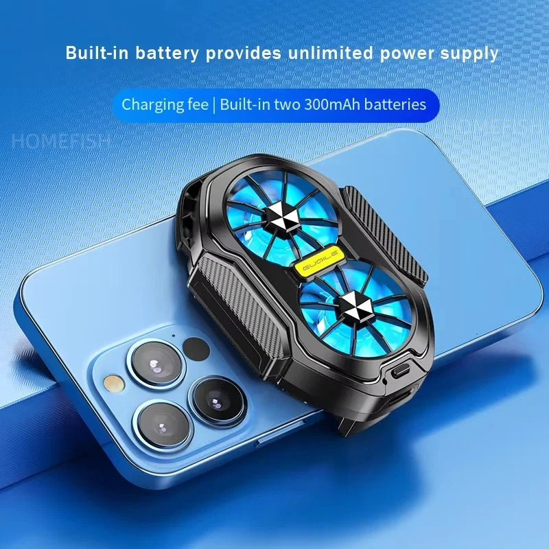 FrostCore X2 – Magnetic Dual-Fan Phone Cooler with Wireless Battery Power